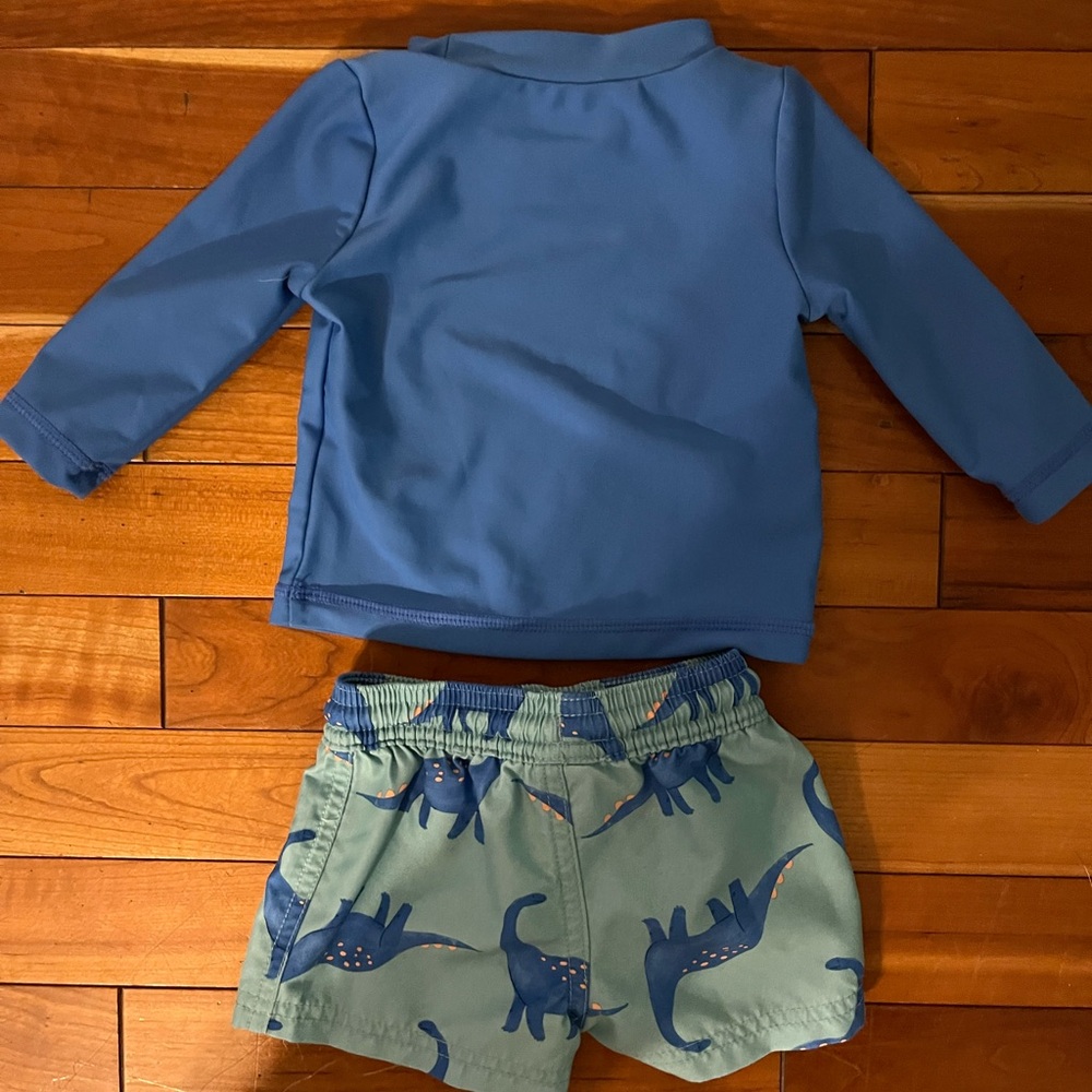 Carter's Blue Dinosaur Rashguard Set - Picture 2 of 3
